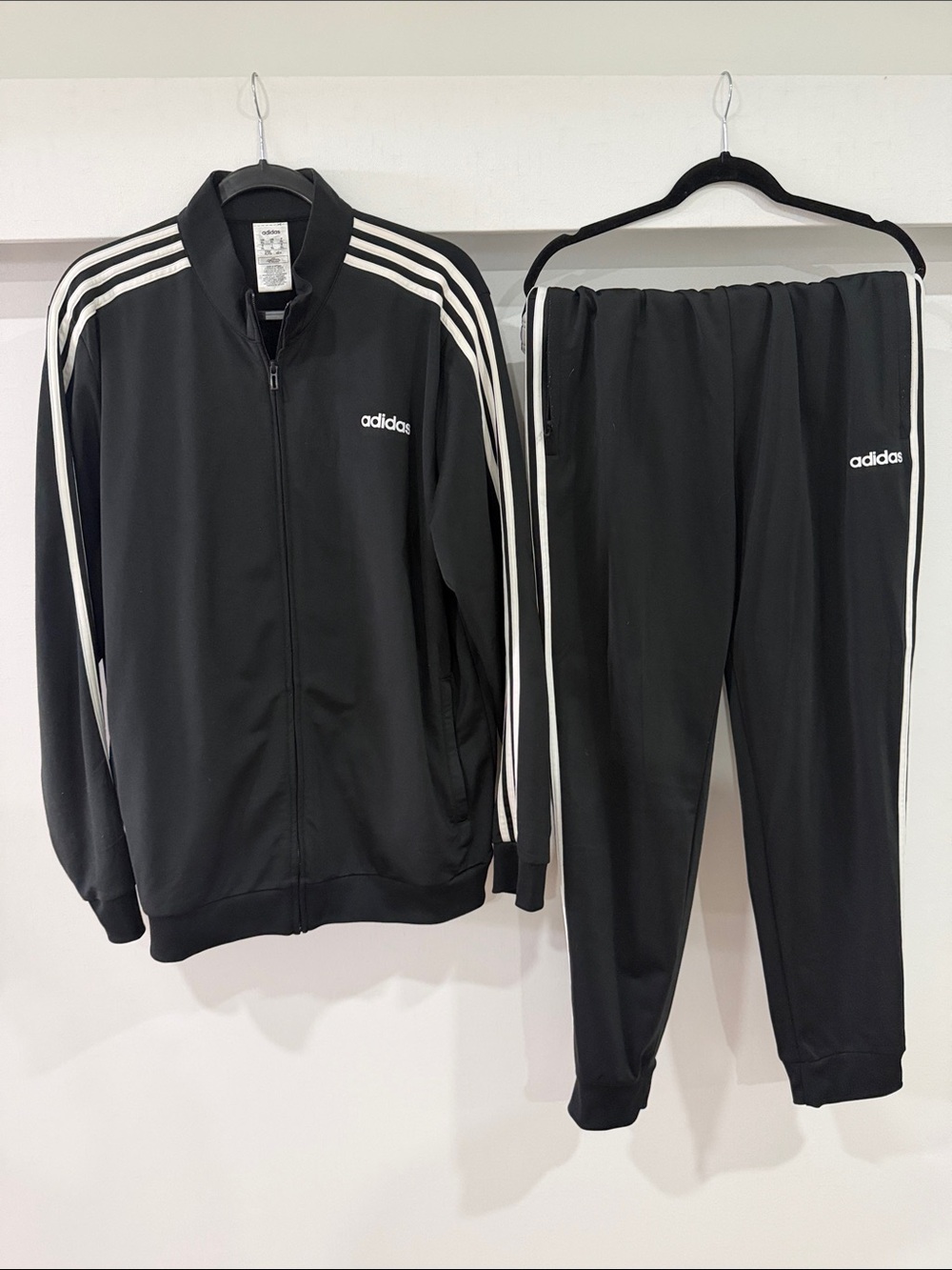 adidas Black Track Jacket & Pants with White Three-Stripes
